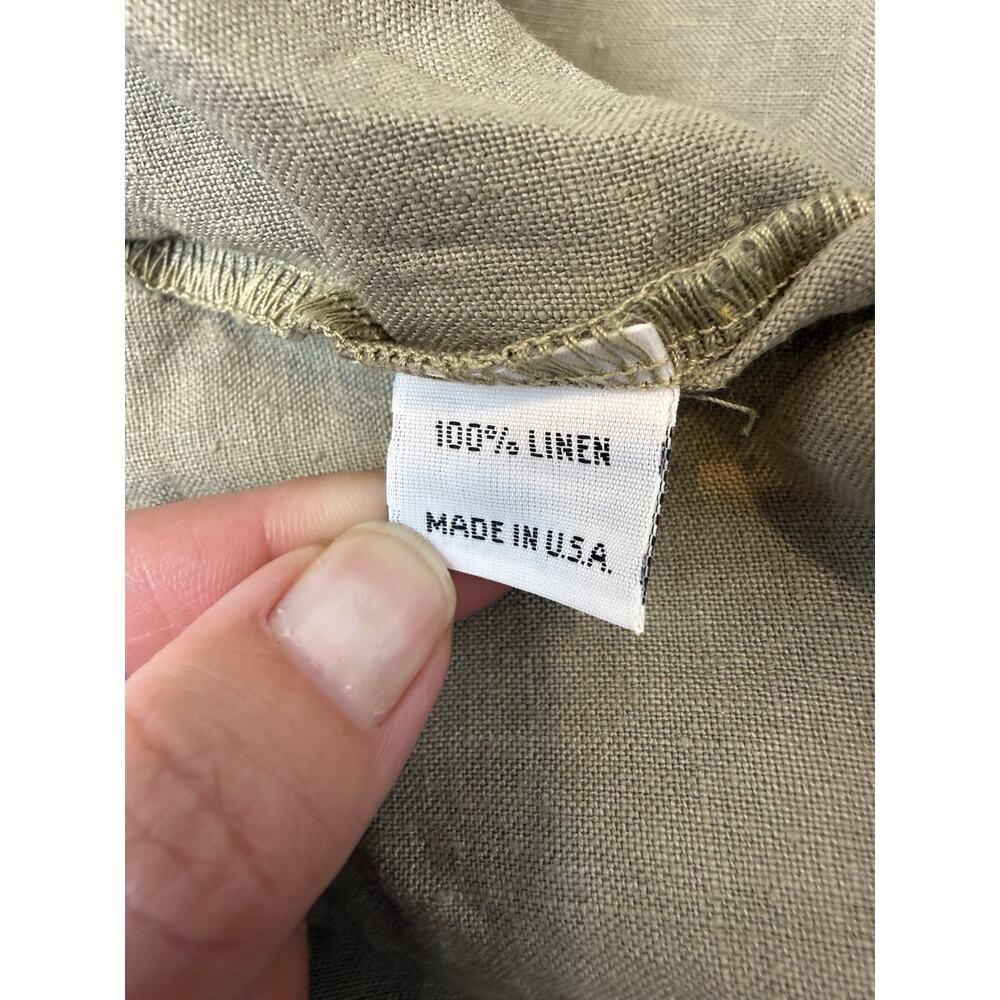 Linen Top Womens 2X Dark Olive Green Lagenlook Relaxed Oversized Made In USA - Picture 7 of 10